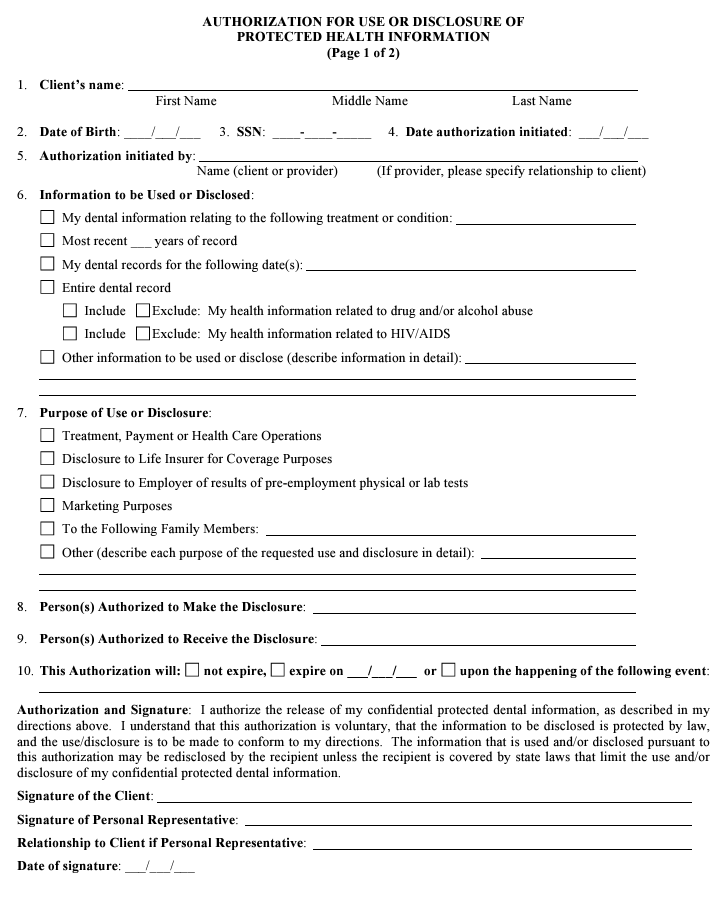 HIPAA Authorization Form