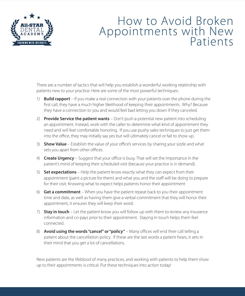 Quick Guide: Banish New Patient Broken Appointments