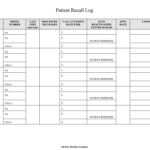 Patient Recall / Reactivation Log